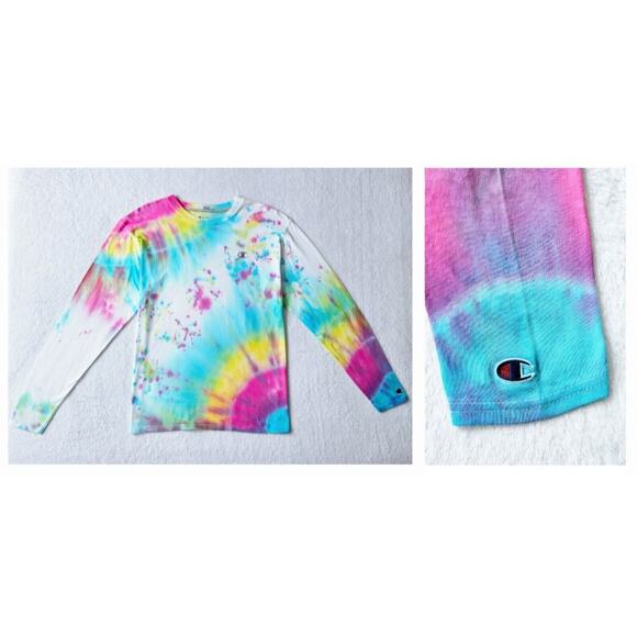 Champion Other - mens CHAMPION tie-dye pullover long sleeve ooak vintage Y2K cotton t-shirt top m